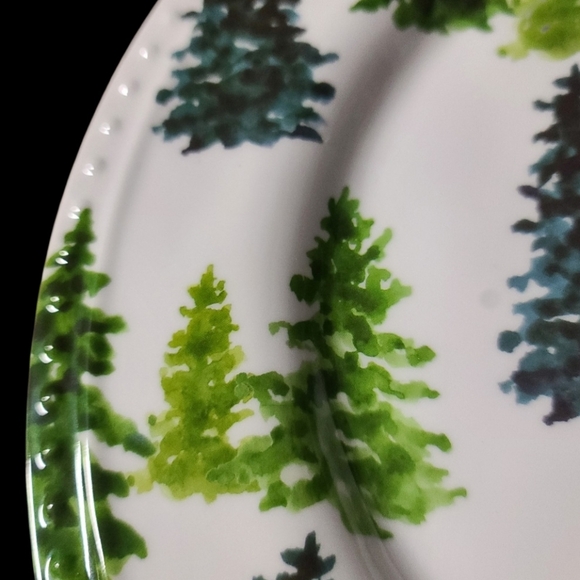 4pc Rachel Ashwell Hobnail Farmhouse Evergreen Christmas Tree Melamine Plate Set